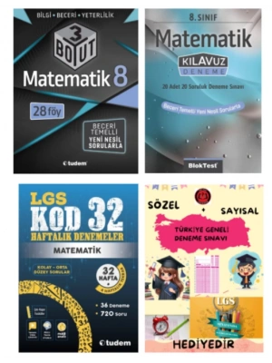 TUDEM YAYINLARI LGS MATEMATİK BECERİ TEMELLİ SORU BANKASI - MATEMATİK KLAVUZ DENEME - MATEMATİK KOD 32 HAFTALIK DENEME - HEDİYE