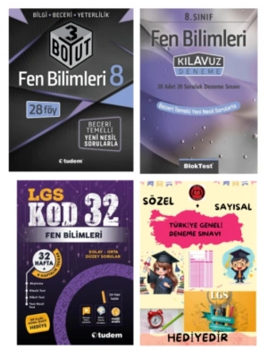 TUDEM YAYINLARI LGS FEN BİLİMLERİ 3 BOYUT BECERİ TEMELLİ SORU BANKASI - FEN BİLİMLERİ KLAVUZ DENEME - FEN BİLİMLERİ KOD 32 - HEDİYE