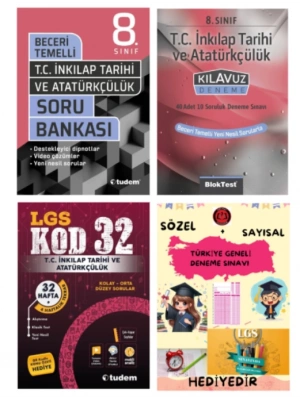 TUDEM YAYINLARI LGS T.C İNKILAP TARİHİ BECERİ TEMELLİ SORU BANKASI - T.C İNKILAP TARİHİ KLAVUZ DENEME - T.C İNKILAP TARİHİ KOD 32 DENEME - HEDİYE