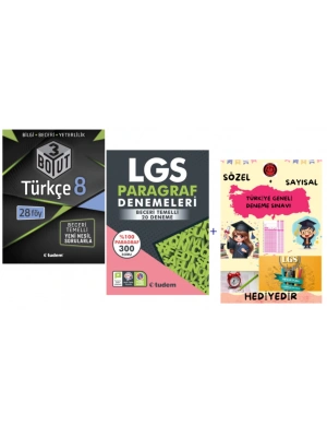 TUDEM YAYINLARI LGS TÜRKÇE 3 BOYUT BECERİ TEMELLİ SORU BANKASI - LGS 20Lİ PARAGRAF DENEME - HEDİYE