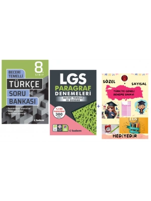 TUDEM YAYINLARI LGS TÜRKÇE BECERİ TEMELLİ SORU BANKASI - LGS PARAGRAF 20Lİ DENEME - HEDİYE