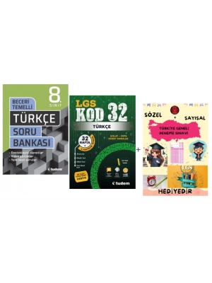 TUDEM YAYINLARI LGS TÜRKÇE BECERİ TEMELLİ SORU BANKASI - LGS TÜRKÇE KOD 32 DENEME - HEDİYE