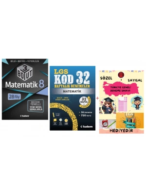 TUDEM YAYINLARI LGS MATEMATİK 3 BOYUT BECERİ TEMELLİ SORU BANKASI - MATEMATİK KOD 32 HAFTALIK  DENEMELER - HEDİYE