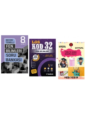 TUDEM YAYINLARI LGS FEN BİLİMLERİ BECERİ TEMELLİ SORU BANKASI - FEN BİLİMLERİ KOD 32 DENEME - HEDİYE