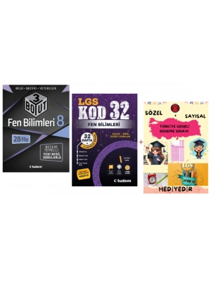 TUDEM YAYINLARI LGS FEN BİLİMLERİ 3 BOYUT BECERİ TEMELLİ SORU BANKASI -  FEN BİLİMLERİ KOD 32 DENEME - HEDİYE