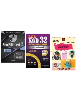 TUDEM YAYINLARI LGS FEN BİLİMLERİ 3 BOYUT BECERİ TEMELLİ SORU BANKASI - FEN BİLİMLERİ KOD 32 HAFTALIK DENEMELER - HEDİYE