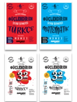 ANKARA YAYINCILIK 6. Sınıf Türkçe - Matematik Güçlendiren Soru Bankaları ve 32 Haftalık Denemeler