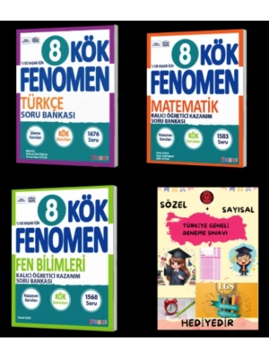 FENOMEN YAYINCILIK 8 KÖK Türkçe - Matematik - Fen Bilimleri Soru Bankası+Hediyelidir