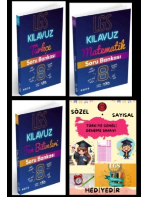 KORAY VAROL YAYINLARI 8. SINIF Kılavuz Serisi Türkçe - Matematik - Fen Bilimleri Soru Bankaları- Deneme Hediyelidir.
