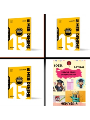 HIZ YAYINLARI 8. SINIF TÜRKÇE - MATEMATİK - FEN BİLİMLERİ 15 Lİ DENEME - Hediyelidir