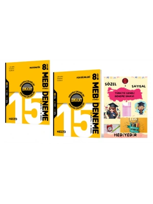 HIZ YAYINLARI 8. SINIF MATEMATİK - FEN BİLİMLERİ 15 Lİ DENEME - Hediyelidir