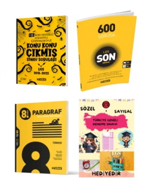 HIZ YAYINLARI 8. SINIF KONU KONU ÇIKMIŞ SINAV SORULARI - 600 SORUDA LGS SON TEKRAR - PARAGRAF SORU BANKASI ve Hediye
