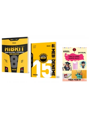 HIZ YAYINLARI 8. SINIF HİBRİT TÜRKÇE SORU BANKASI- TÜRKÇE 15li DENEME ve Hediye