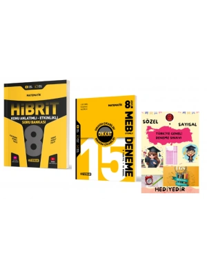 HIZ YAYINLARI 8. SINIF HİBRİT MATEMATİK SORU BANKASI- MATEMATİK 15li DENEME ve Hediye