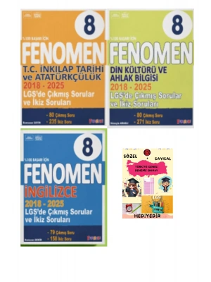 FENOMEN YAYINLARI 8. SINIF LGS İnkilap + Din + İngilizce Çıkmış Sorular Ve İkiz Soruları (2018-2025)
