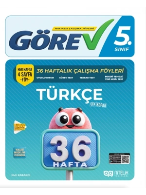 NİTELİK YAYINLARI 5.SINIF GÖREV TÜRKÇE 36 HAFTALIK ÇALIŞMA FÖYLERİ