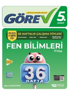 NİTELİK YAYINLARI 5.SINIF GÖREV FEN BİLİMLERİ 36 HAFTALIK ÇALIŞMA FÖYLERİ