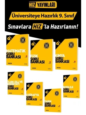 HIZ YAYINLARI 9.SINIF EDEBİYAT-MATEMATİK-FİZİK-KİMYA-BİYOLOJİ-TARİH-COĞRAFYA TÜM DERSLER SORU BANKASI SETİ