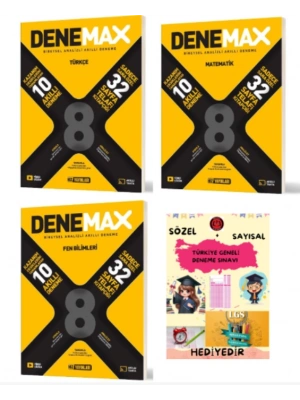 HIZ YAYINLARI Denemax 8. Sınıf Türkçe - Matematik - Fen Bilimleri 10lu Akıllı Deneme ve HEDİYE