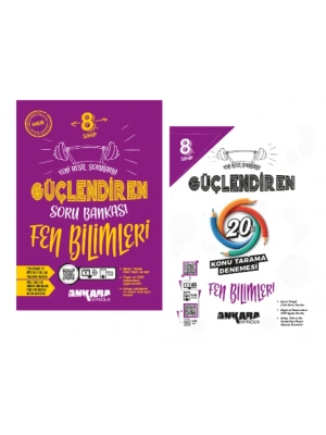 ANKARA YAYINCILIK 8. Sınıf Fen Bilimleri Güçlendiren Soru Bankası ve 20li Konu Tarama Denemesi (2 Kitap)
