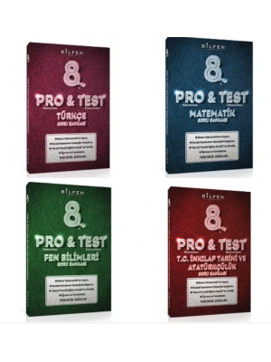BİLFEN PRO&TEST 8. Sınıf Türkçe - Matematik ve Fen Bilimleri ve İnkilap Soru Bankası ( 4 Kitap)