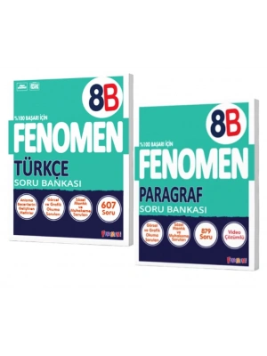 FENOMEN YAYINCILIK 8. Sınıf Türkçe B Soru Bankası + Paragraf B Soru Bankası (2 Kitap)