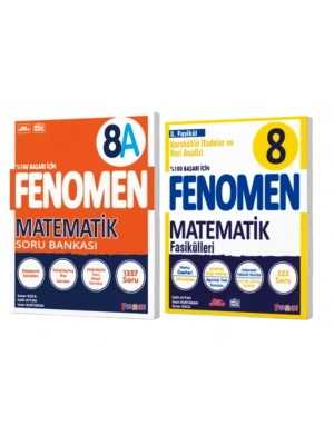 FENOMEN YAYINLARI 8. SINIF Matematik A Soru Bankası ve Matematik 3. Fasikül (Kareköklü İfadeler ve Veri Analizi)(2 KİTAP)