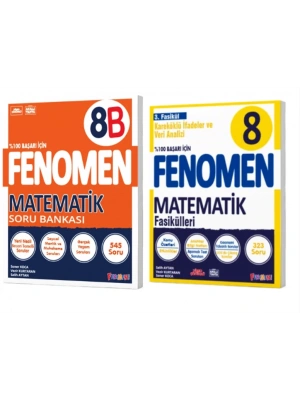 FENOMEN YAYINLARI 8. SINIF Matematik B Soru Bankası ve Matematik 3. Fasikül (Kareköklü İfadeler ve Veri Analizi)(2 KİTAP)