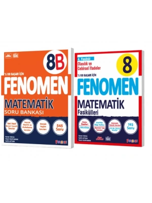 FENOMEN YAYINLARI 8. SINIF Matematik B Soru Bankası ve Matematik 4. Fasikül (Olasılık, Cebirsel İfadeler ve Özdeşlikler)(2 KİTAP)