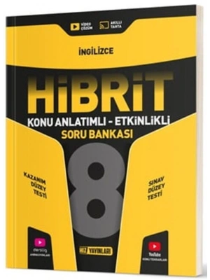 Hız Yayınları 8. Sınıf İngilizce HİBRİT Konu Anlatımlı Etkinlikli Soru Bankası