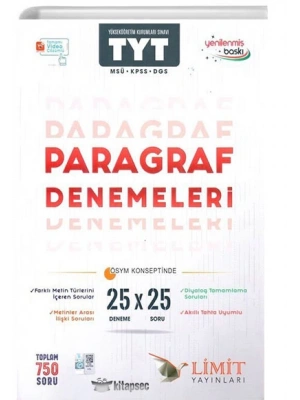 LİMİT YAYINLARI TYT 25Lİ PARAGRAF DENEME