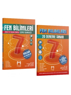 MOZAİK YAYINLARI 7. Sınıf Fen Bilimleri Soru Bankası ve Fen Bilimleri 20 Deneme (2 Kitap)