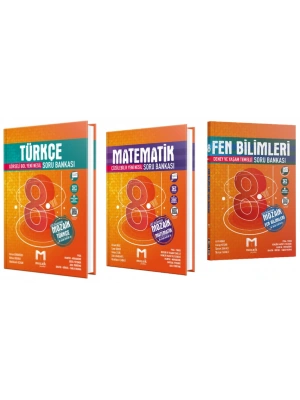 MOZAİK YAYINLARI 8. Sınıf Türkçe - Matematik - Fen Bilimleri Soru Bankası (3 Kitap)