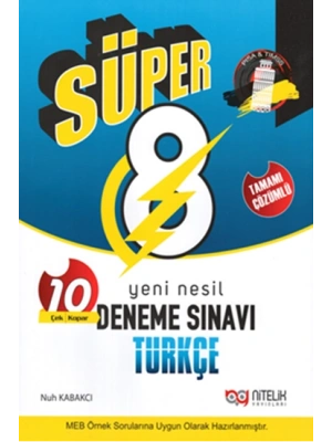 Nitelik Yayınları 8.SINIF YENİ NESİL SÜPER TÜRKÇE 10 DENEME SINAVI