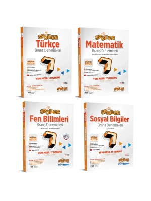 Spoiler Yayınları 7.Spoiler Türkçe - Matematik - Fen Bilimleri ve Sosyal Bilgiler Branş Deneme (4 Kitap)