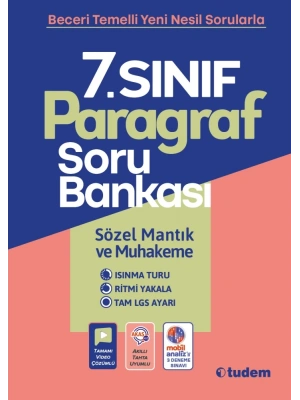 TUDEM YAYINLARI 7.SINIF PARAGRAF SÖZEL MANTIK MUHAKEME SORU BANKASI