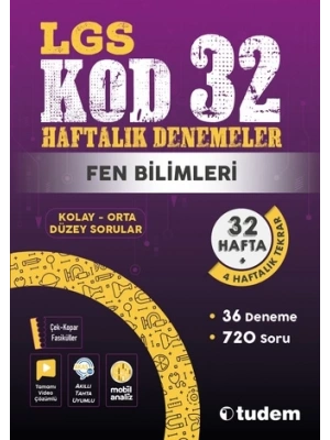 TUDEM YAYINLARI 8.SINIF LGS FEN BİLİMLERİ KOD 32 HAFTALIK DENEME