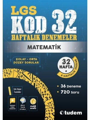 TUDEM YAYINLARI 8.SINIF LGS MATEMATİK KOD 32 HAFTALIK DENEME