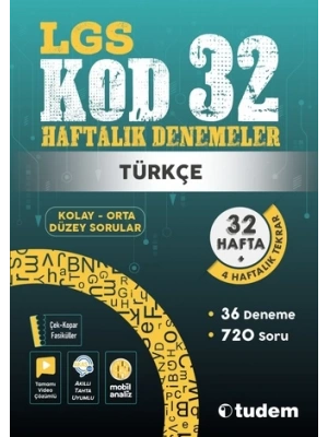 TUDEM YAYINLARI 8.SINIF LGS TÜRKÇE KOD 32 HAFTALIK DENEME