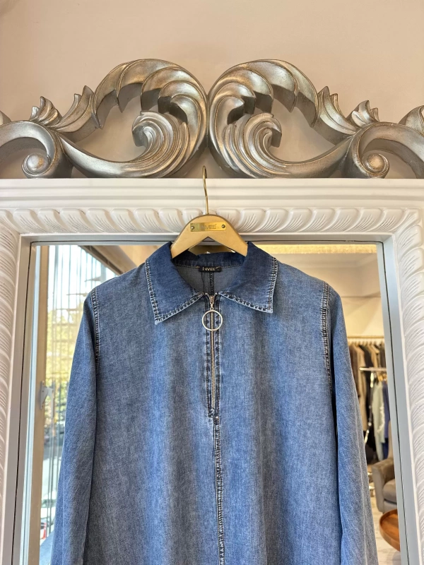 İNVEE İnce Denim Elbise - Mavi