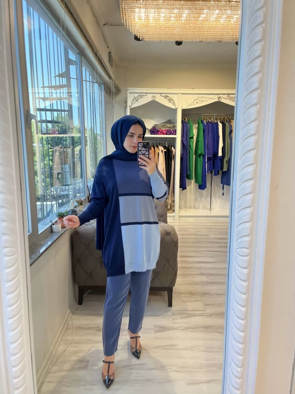 İNVEE 6994 Lacivert Triko Tunik