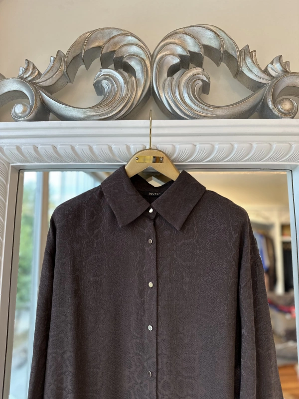 İNVEE Desenli Gömlek - Kahverengi