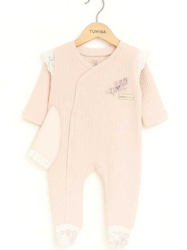 Dantel Detaylı Çiçek Nakışlı Tulum