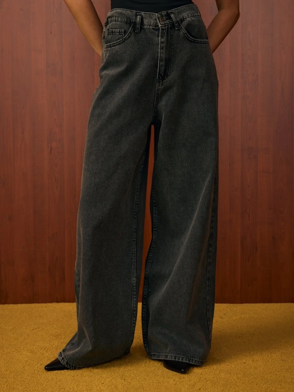 Merwish Salaş Denim Pantolon-Ky Gri