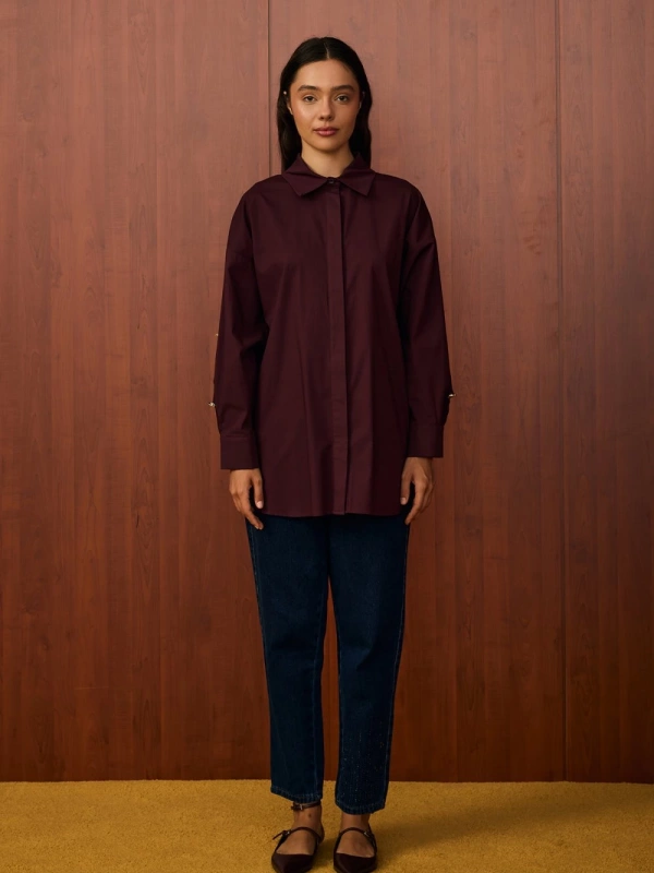 Merwish Fly Gömlek-Bordo