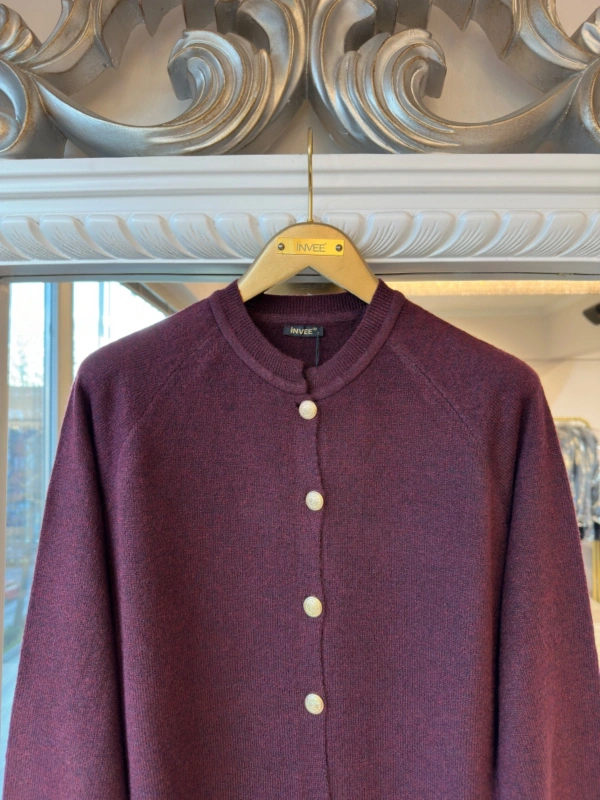 İNVEE Yün Karışımlı Hırka - Bordo