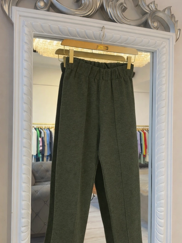 İNVEE 6613 Yün Karışımlı Triko Pantolon - Haki