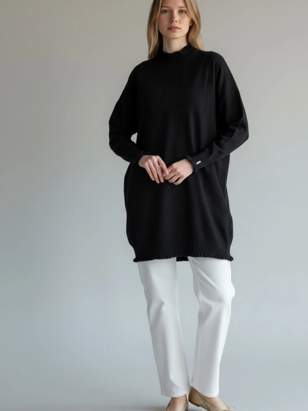 İnvee Viskon Triko Tunik - Siyah