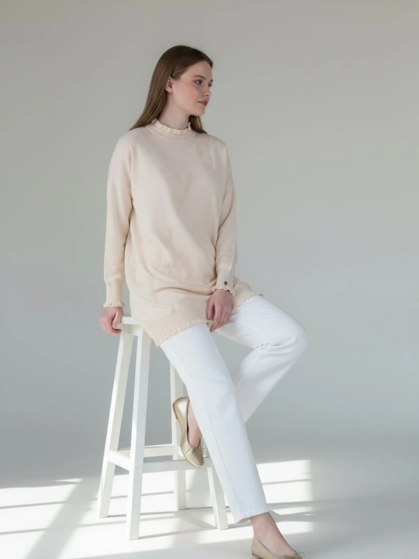 İnvee Viskon Triko Tunik - Ekru