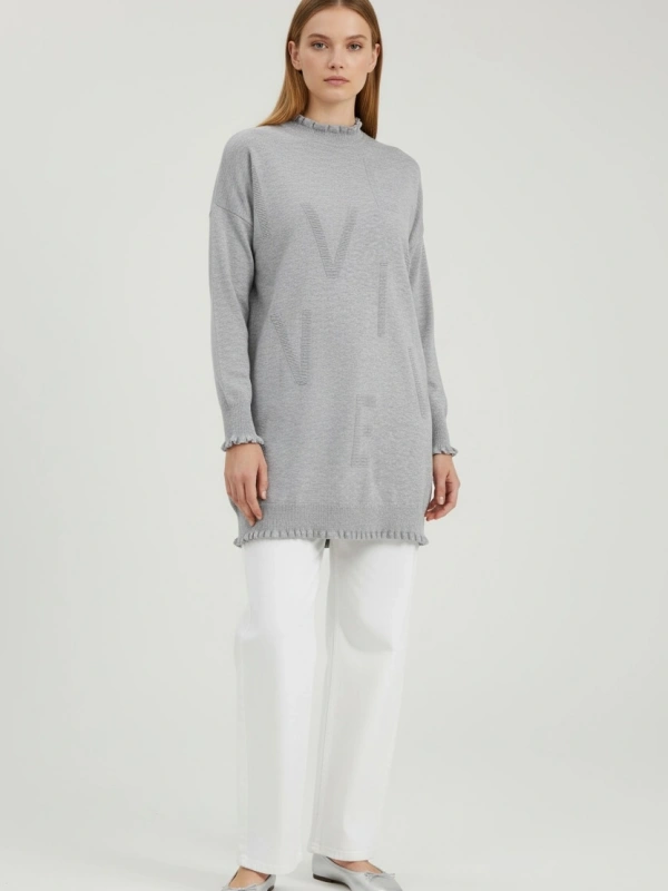 İnvee Viskon Triko Tunik - Gri